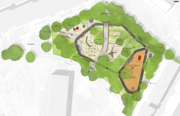 Bürgerbetiligung zum "Bomberspielplatz" in Ludwigshafen am 12.03.2025, Vorentwurfsplanung